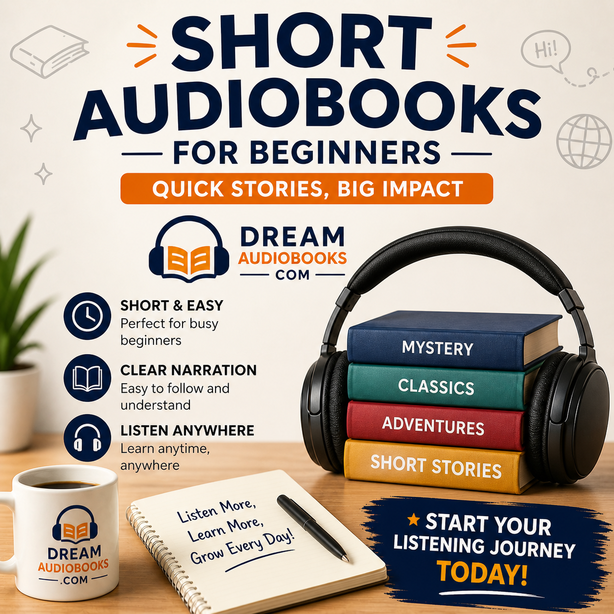 short audiobooks for beginners