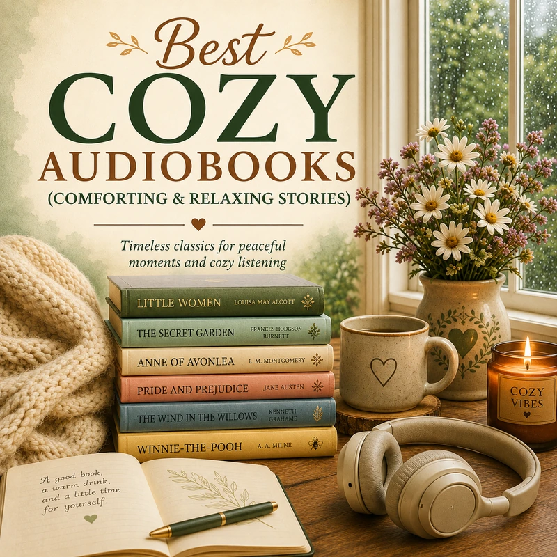 best cozy audiobooks for relaxing listening, peaceful evenings and comforting classic stories
