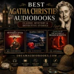 Best Agatha Christie audiobooks cover featuring The Mysterious Affair at Styles, The Mystery of the Blue Train, and The Murder of Roger Ackroyd