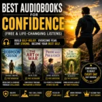Best audiobooks for confidence cover featuring Robinson Crusoe, The Art of War, Pride and Prejudice, and The Secret Garden audiobook covers