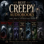 Best creepy audiobooks cover featuring Dracula, Dracula’s Guest & Other Weird Tales, The House of the Vampire, Tales of Terror and Mystery, The Invisible Man, Dr. Jekyll and Mr. Hyde, and Wuthering Heights