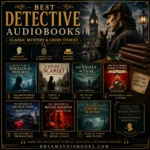 Best detective audiobooks cover featuring The Adventures of Sherlock Holmes, A Study in Scarlet, The Valley of Fear, The Mysterious Affair at Styles, The Mystery of the Blue Train, The Murder of Roger Ackroyd, and Tales of Terror and Mystery