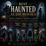 Best haunted audiobooks cover featuring Dracula, The House of the Vampire, Dracula’s Guest & Other Weird Tales, Tales of Terror and Mystery, The Invisible Man, Dr. Jekyll and Mr. Hyde, and Wuthering Heights