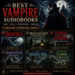 Best vampire audiobooks cover featuring Dracula, Dracula’s Guest & Other Weird Tales, The House of the Vampire, Frankenstein, The Invisible Man, and Tales of Terror and Mystery