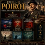 Books like Poirot cover featuring The Mystery of the Blue Train, The Mysterious Affair at Styles, The Murder of Roger Ackroyd, A Study in Scarlet, The Adventures of Sherlock Holmes, and The Valley of Fear