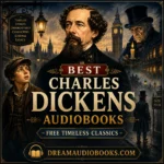 10 Best Robert Louis Stevenson Audiobooks cover featuring Robert Louis Stevenson, Treasure Island, Dr. Jekyll and Mr. Hyde, pirates, treasure, and classic adventure literature.