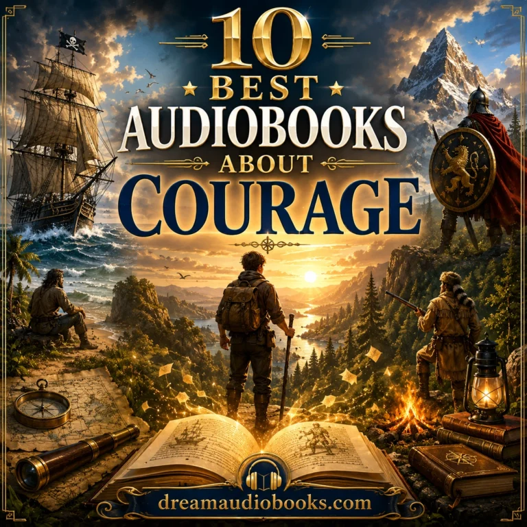 10 Best Audiobooks About Friendship cover featuring three friends walking through a sunlit countryside, a secret garden gate, books, and a warm classic literature atmosphere.