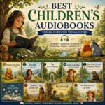 Best Children's Audiobooks cover featuring Winnie-the-Pooh, Heidi, The Secret Garden, Anne of Avonlea and classic stories for young listeners