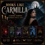 Books Like Carmilla featuring Dracula, The House of the Vampire, Dracula's Guest, The Picture of Dorian Gray, and Frankenstein gothic audiobook recommendations.