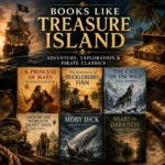 Books Like Treasure Island featuring A Princess of Mars, The Adventures of Huckleberry Finn, The Call of the Wild, Around the World in Eighty Days, Moby Dick, and Heart of Darkness