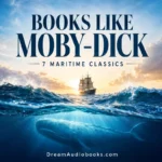 Books Like Moby-Dick cover featuring a whale, ocean waves and a sailing ship