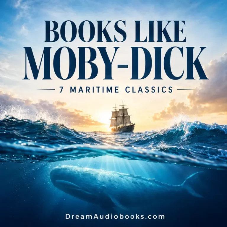 Books Like Moby-Dick cover featuring a whale, ocean waves and a sailing ship