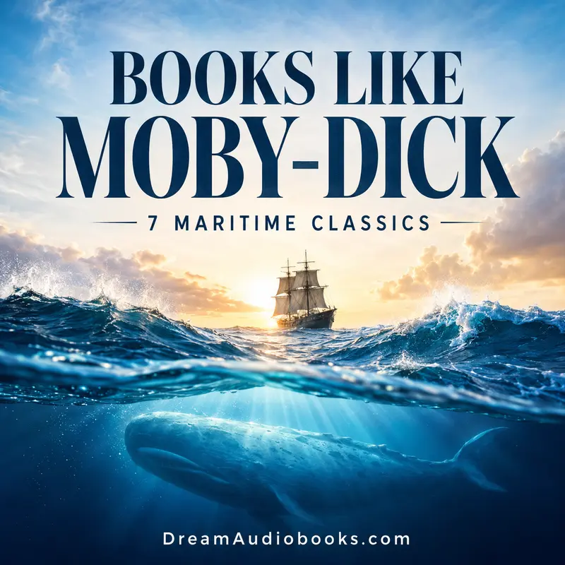 Books Like Moby-Dick cover featuring a whale, ocean waves and a sailing ship